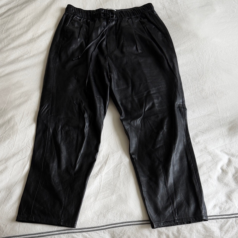 Zara Black Leather-Style Trousers